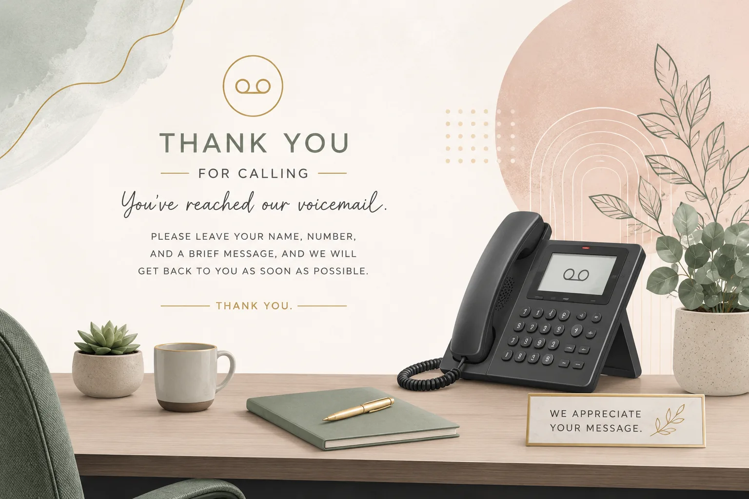 Simple formal office voicemail greeting artwork