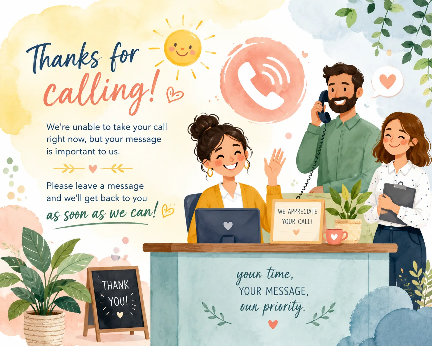 Friendly and welcoming business voicemail illustration