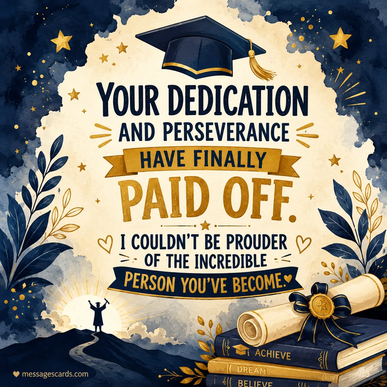 Proud graduation message celebrating nephew’s dedication and strength