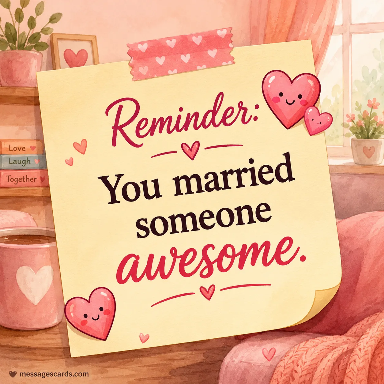 Reminder you married someone awesome romantic sticky note quote