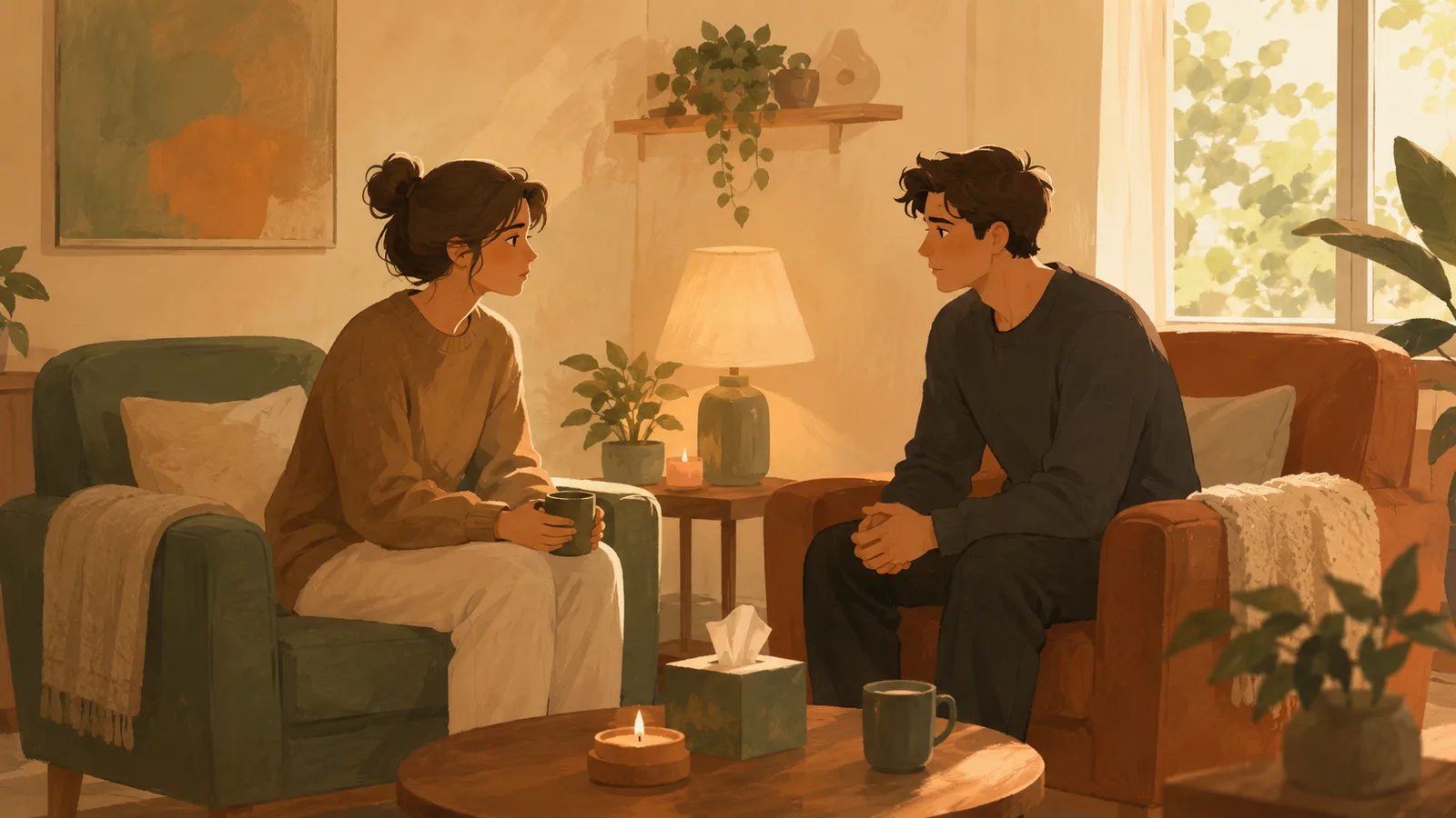 Calm and private setting prepared for a separation conversation