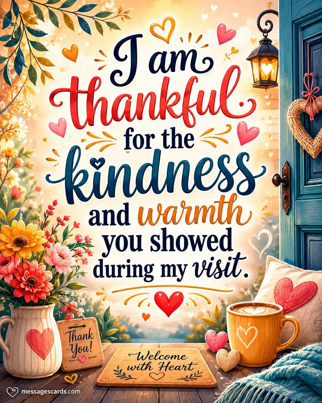I am thankful for the kindness and warmth you showed during my visit.
