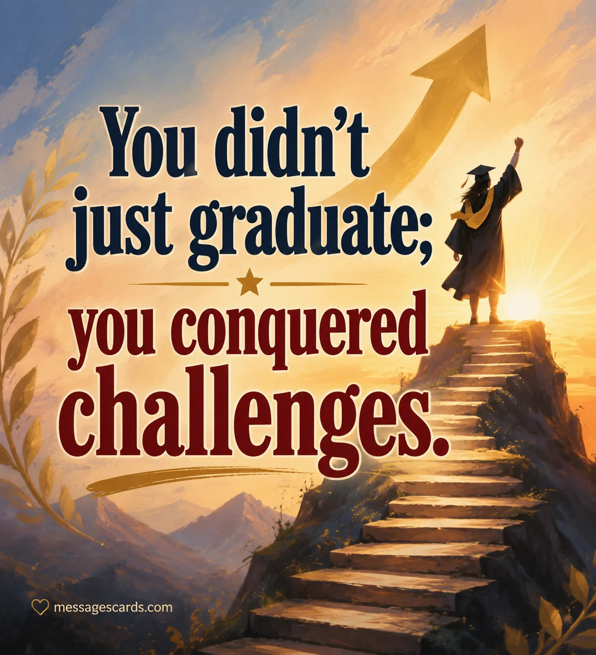 Proud graduation message artwork highlighting overcoming challenges and achievement